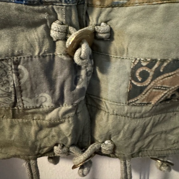 Vintage Patchwork Cropped Jacket Boho Hippie Colorful Nativewear Designs Sage SM - Picture 7 of 16